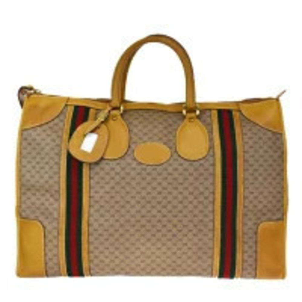 Gucci Boston Bag Handbag Travel GG Interlocking Brown Leather